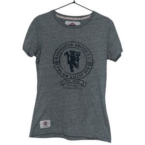 Manchester United Youth T-Shirt Gray Graphic Tee Size 10 Old Trafford Exclusive
